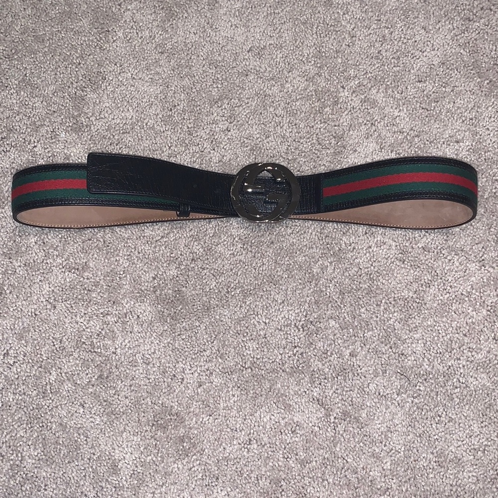 Mens gucci striped belt